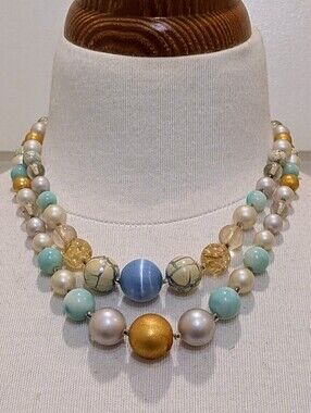 GUC 1960s Vintage MCM Double Strand Adjustable Length Beaded Necklace